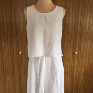 Coldwater Creek Cream Lace Midi Skirt With Sleeveless Top